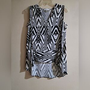 Calvin Klein Black and White Geometric Top